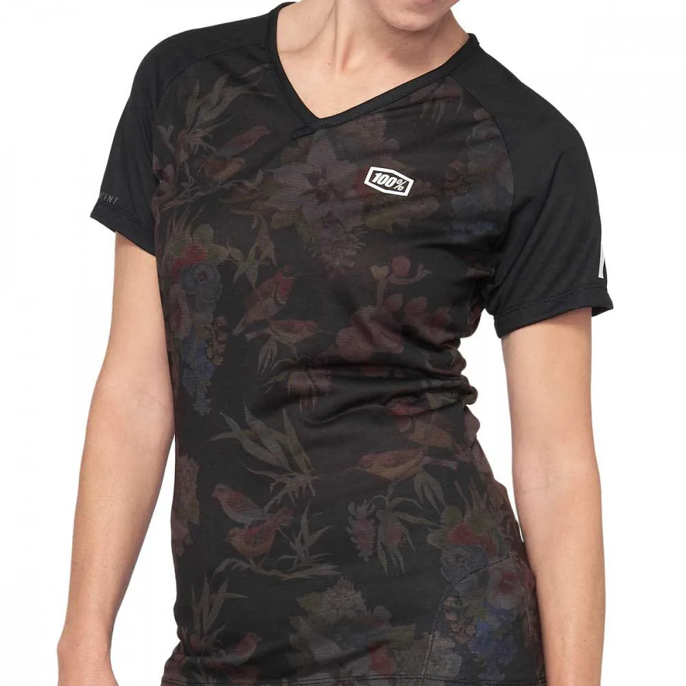 100% Airmatic Sp21 Kortärmad Endurotröja, Black floral, XL