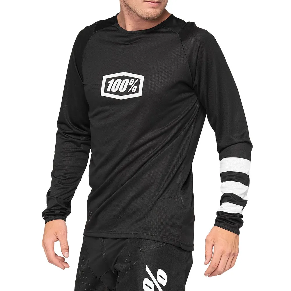 100% R-core T-shirt Med Lång ärm, Black / white, S