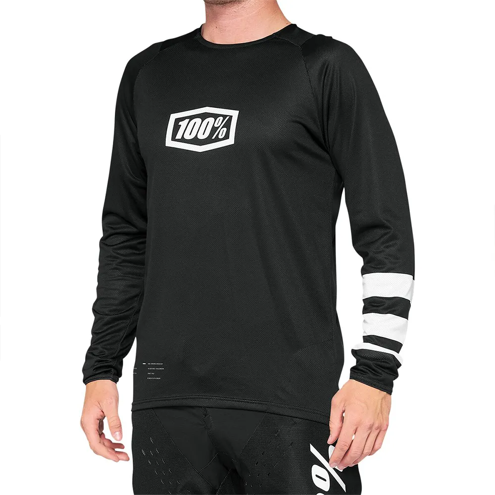 100% R-core T-shirt Med Lång ärm, Black / white, S