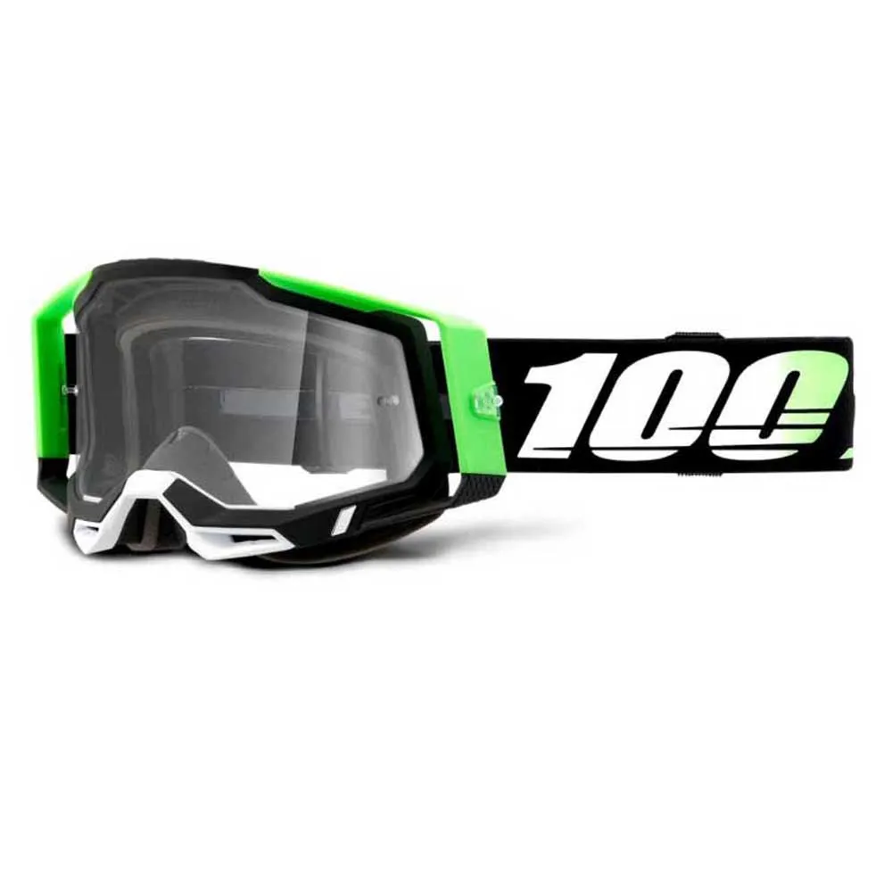 100% Racecraft 2 Kalkuta Glasögon, Black / green, Clear Mirror/CAT0