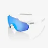 100% Racetrap Matte White, matte white with hiper blue multilayer mirror lens