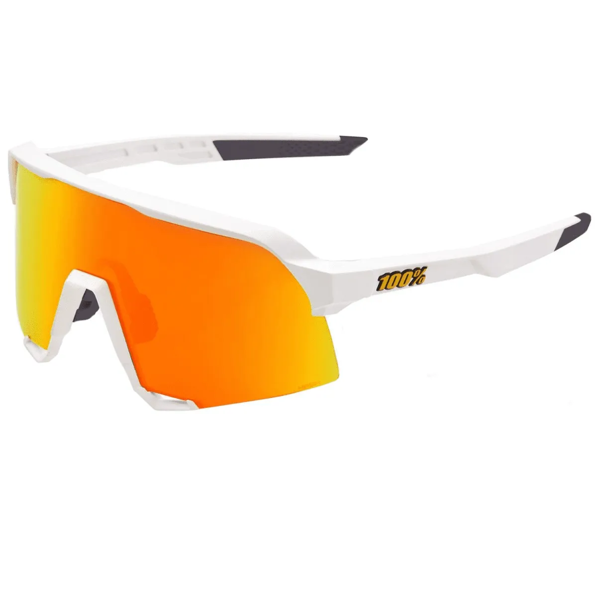 100% S3 Glasses, White, Hiper Red Multilayer Mirror/CAT2 100% S3 Glasses, White, Hiper Red Multilayer Mirror/CAT2
