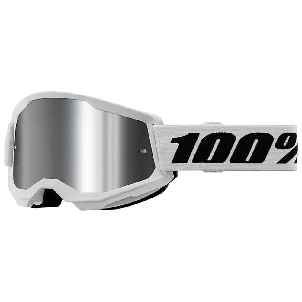 100% Strata 2 Solglasögon Refurbished, White, Mirror Silver Lens/CAT3