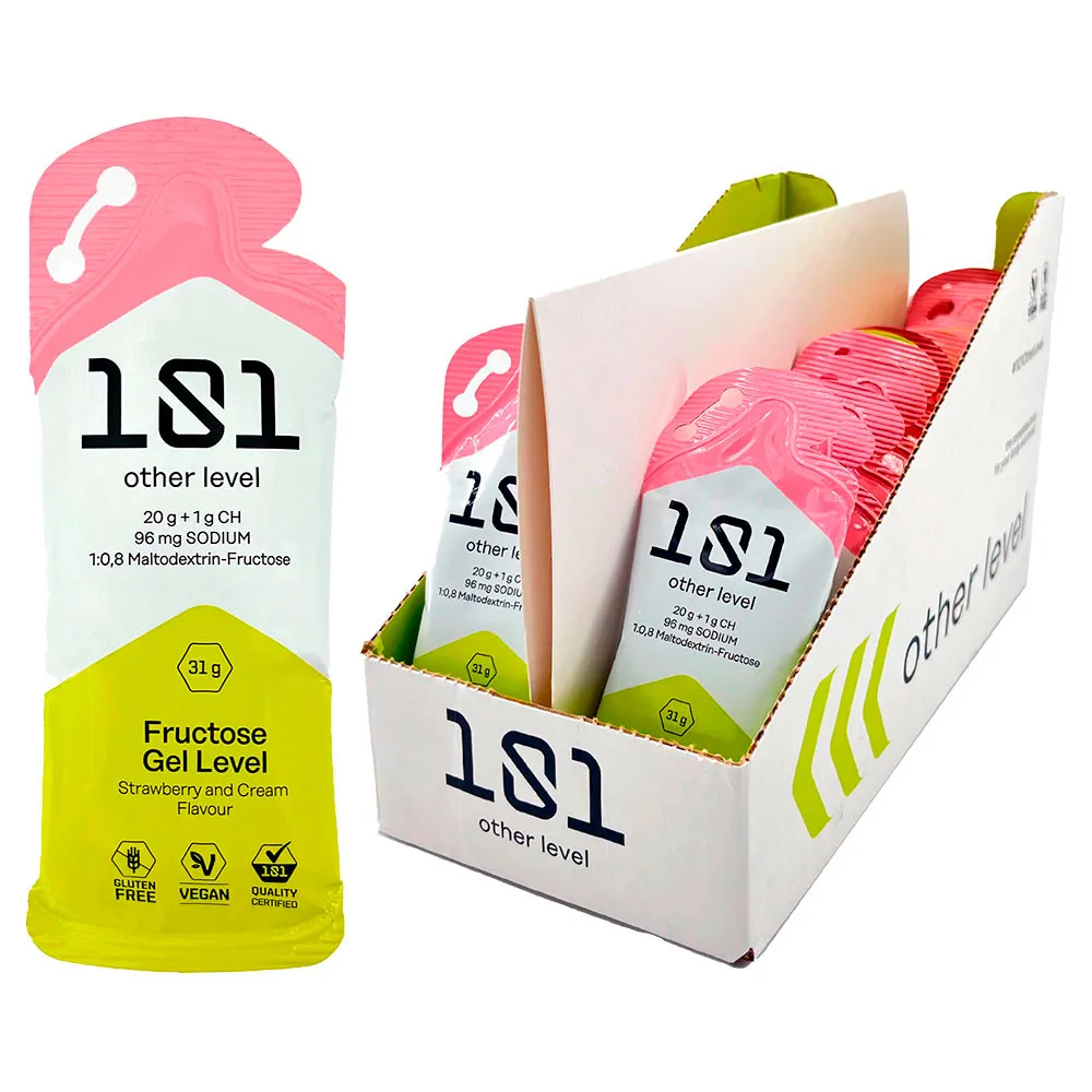 101 Other Level Fructose Gel Level Låda Med Energigeler Grädde Och Jordgubbar 31g 24 Enheter, One size