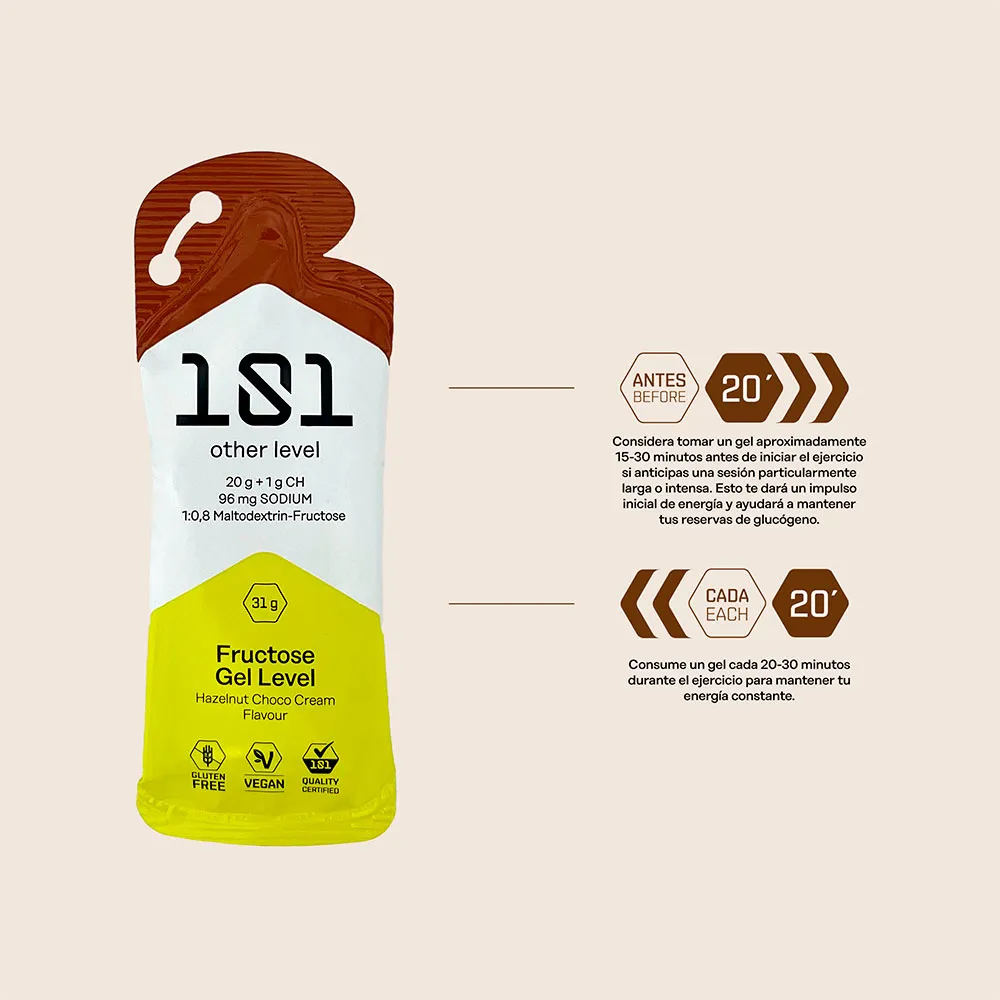 101 Other Level Fructose Gel Level Låda Med Energigeler Hasselnöt&choklad&grädde 31g 24 Enheter, One size