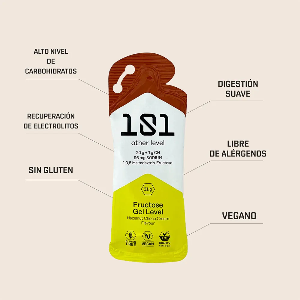 101 Other Level Fructose Gel Level Låda Med Energigeler Hasselnöt&choklad&grädde 31g 24 Enheter, One size
