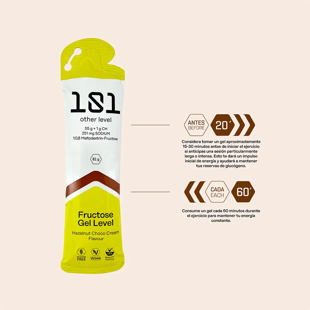 101 Other Level Fructose Gel Level Låda Med Energigeler Hasselnöt&choklad&grädde 81g 24 Enheter, One size 101 Other Level Fructose Gel Level Låda Med Energigeler Hasselnöt&choklad&grädde 81g 24 Enheter, One size