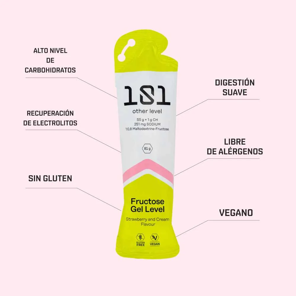 101 Other Level Fructose Gel Level Låda Med Energigeler Jordgubb & Lime 81g 10 Enheter, Multicolour, One Size
