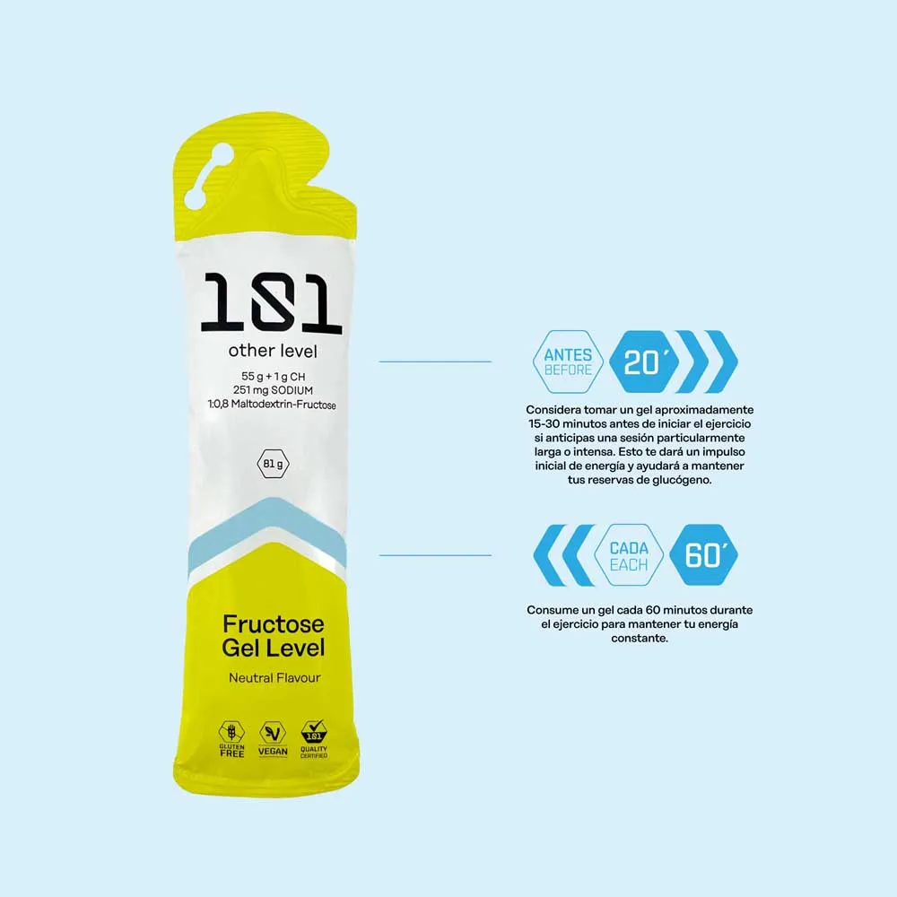 101 Other Level Fructose Gel Level Låda Med Energigeler Neutral Smak 81g 24 Enheter, One size