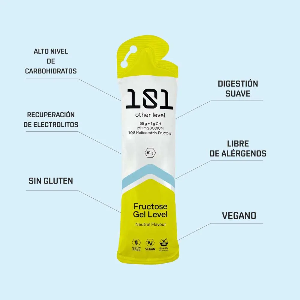 101 Other Level Fructose Gel Level Låda Med Energigeler Neutral Smak 81g 24 Enheter, One size