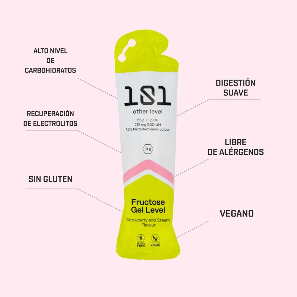 101 Other Level Fructose Level Låda Med Energigeler Grädde Och Jordgubbar 81g 24 Enheter, One size 101 Other Level Fructose Level Låda Med Energigeler Grädde Och Jordgubbar 81g 24 Enheter, One size