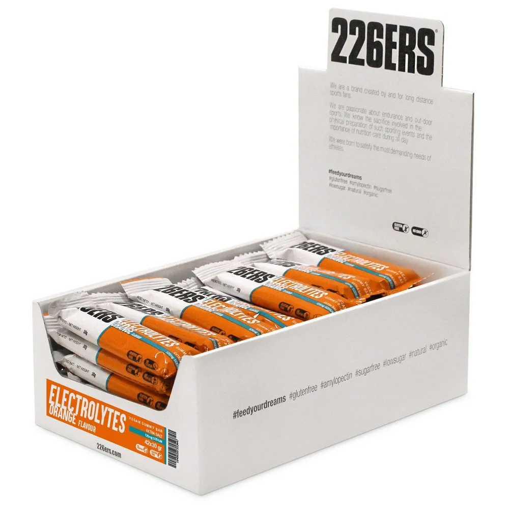 226ERS Electrolytes Vegan Låda Med Geléenergibars Apelsin 30g 42 Enheter, One size
