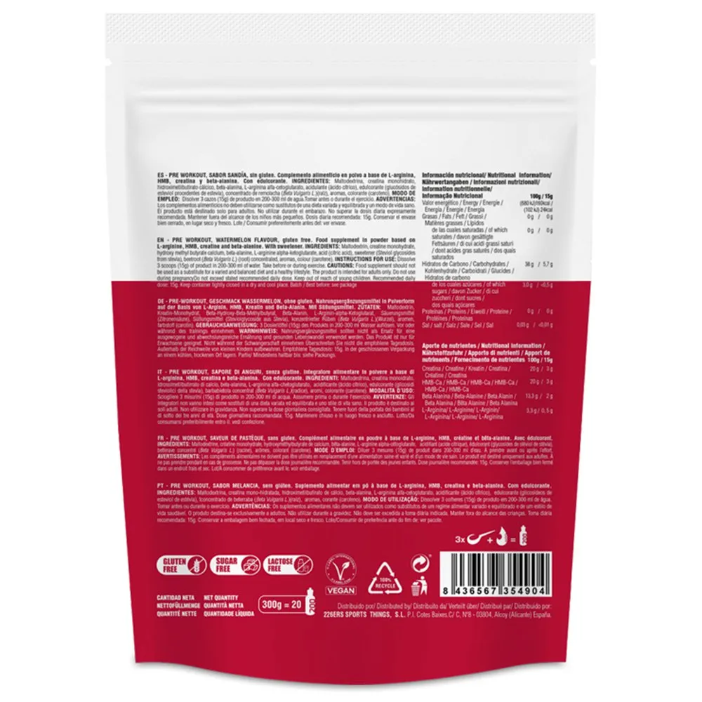 226ERS Pre-workout Pulver Vattenmelon 300g, Clear, One Size 226ERS Pre-workout Pulver Vattenmelon 300g, Clear, One Size
