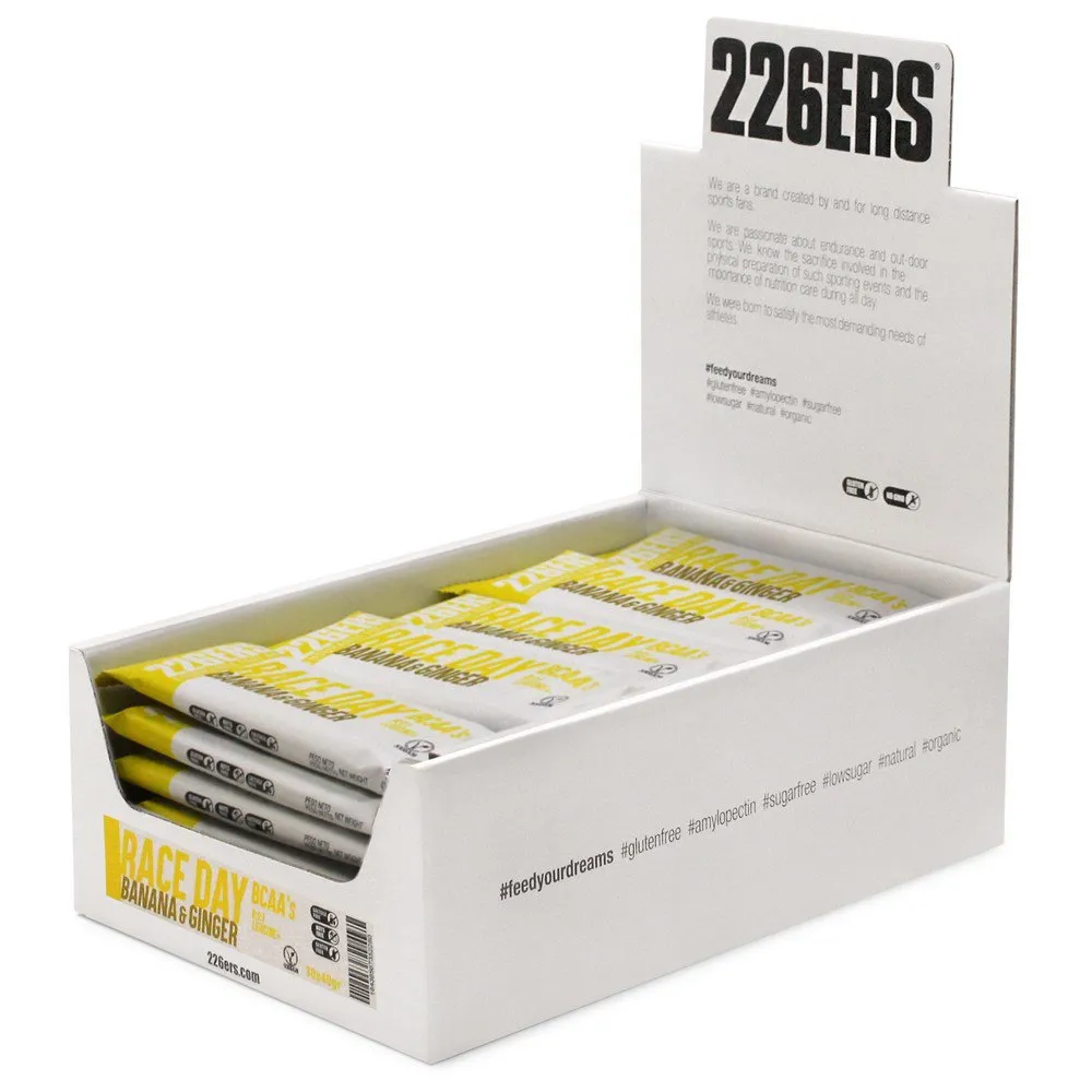 226ERS Race Day Bcaa´s Energibar Låda Banan Och Ingefära 40g 30 Enheter, Yellow, One Size 226ERS Race Day Bcaa´s Energibar Låda Banan Och Ingefära 40g 30 Enheter, Yellow, One Size