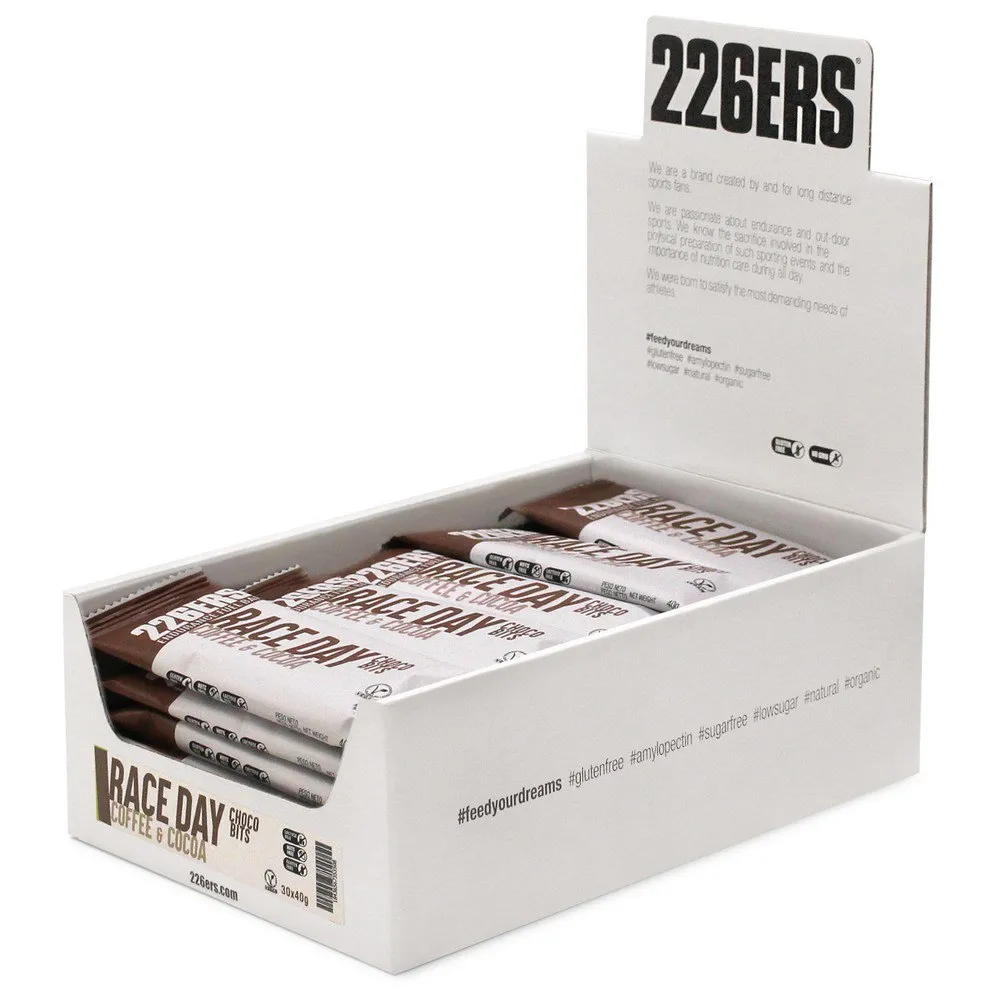 226ERS Race Day Choco Bits Energibar Låda Kaffe 40g 30 Enheter, One size
