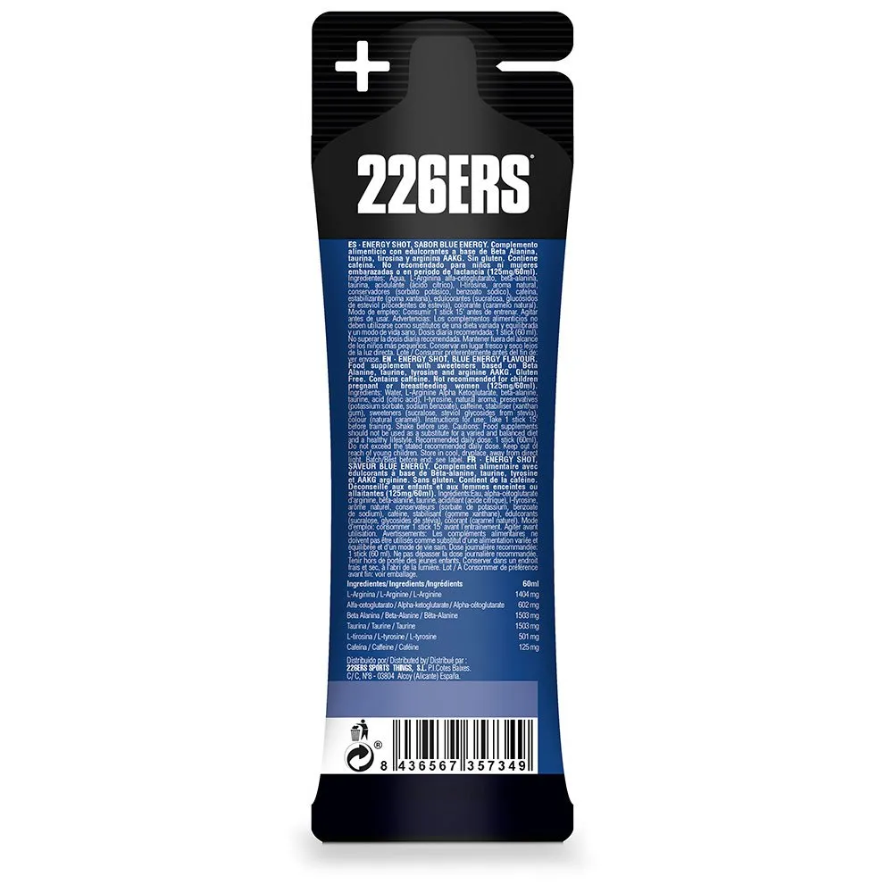 226ERS Shot Mid125mg Caff Energidryck Engångsdos Förpackning Blå Energi 60ml 24 Enheter, One size 226ERS Shot Mid125mg Caff Energidryck Engångsdos Förpackning Blå Energi 60ml 24 Enheter, One size