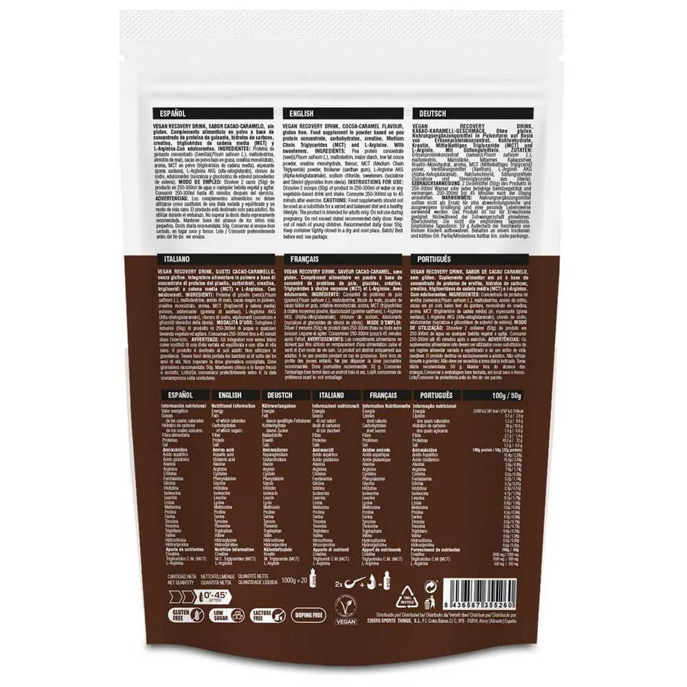 226ERS Vegan Återhämtningsdryck Kakao Och Kola 1kg, One size