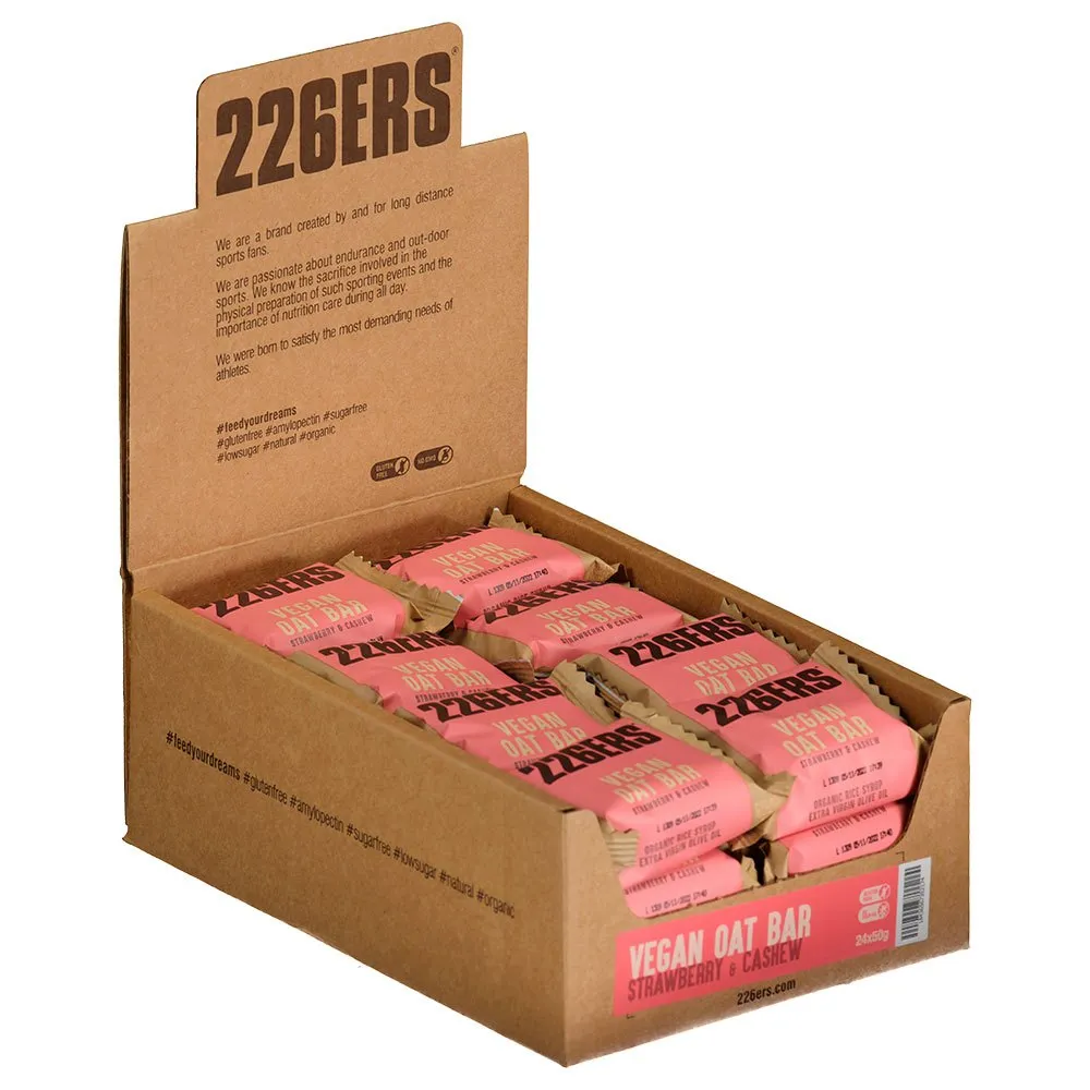 226ERS Vegan Oat 50g & Låda Med Veganska Bars Jordgubbe Cashewnöt 24 Enheter, One size