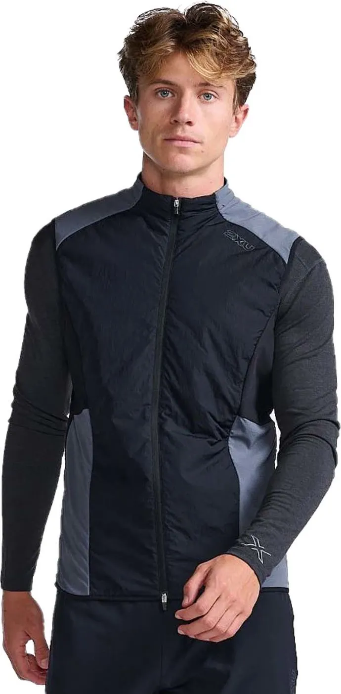 2XU Men's Light Speed Hybrid Vest, BLACK/TURBULENCE