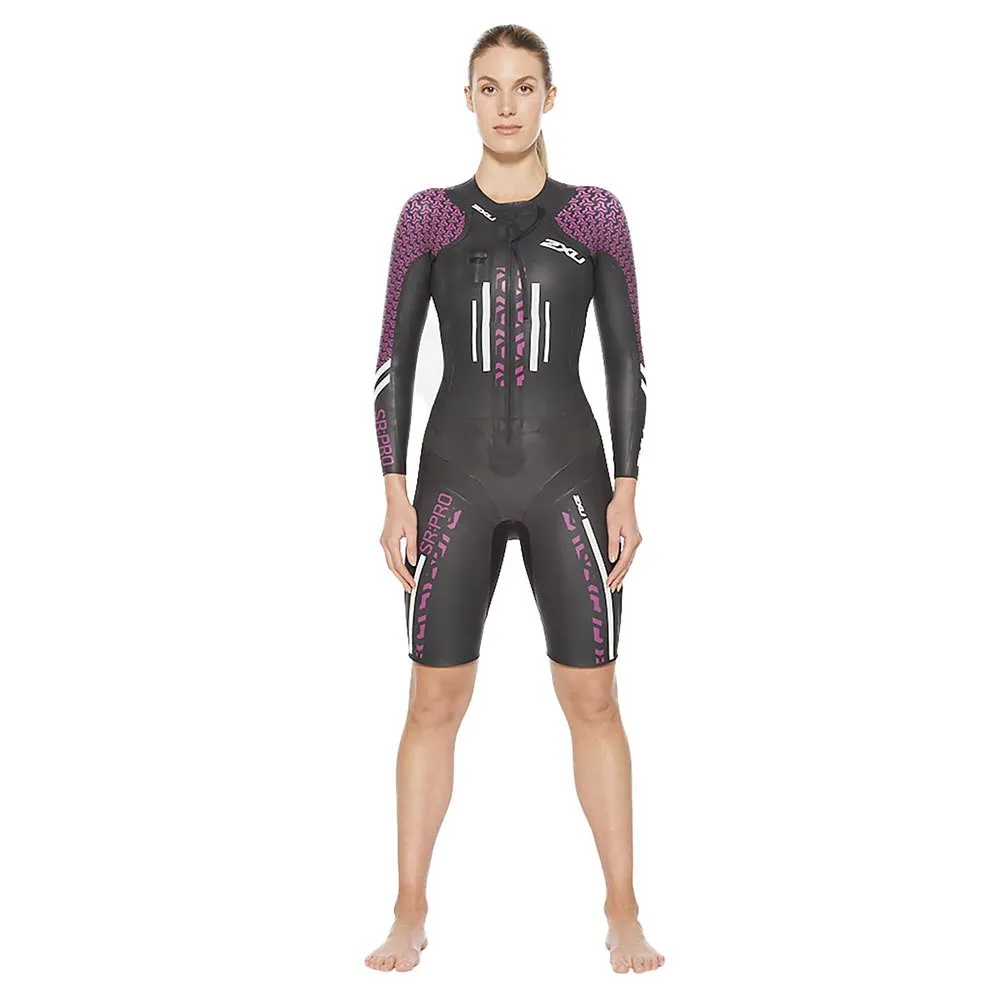 2XU P:1 Propel Trisuit Med Långa ärmar female, Black / very berry print 2XU P:1 Propel Trisuit Med Långa ärmar female, Black / very berry print