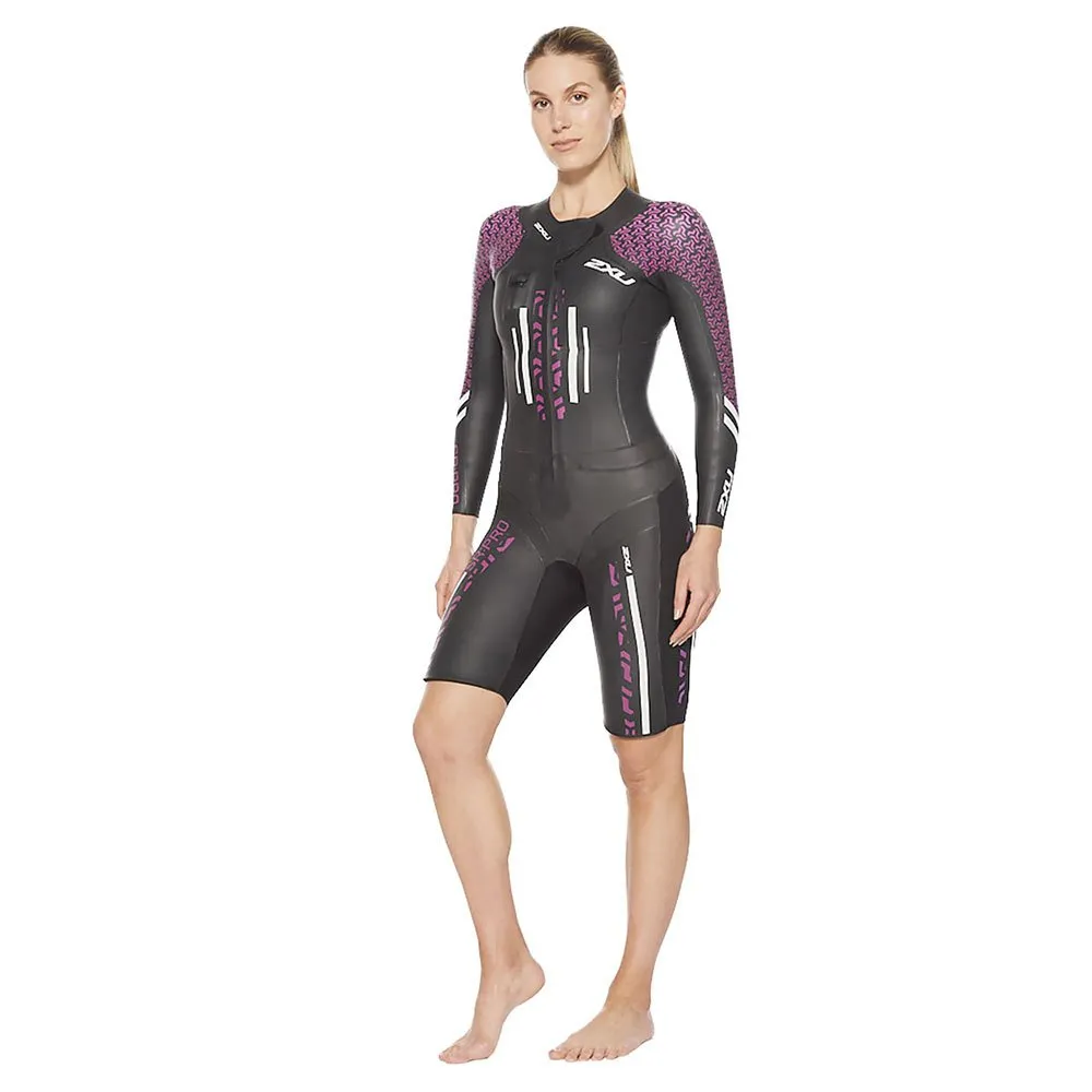 2XU P:1 Propel Trisuit Med Långa ärmar female, Black / very berry print 2XU P:1 Propel Trisuit Med Långa ärmar female, Black / very berry print