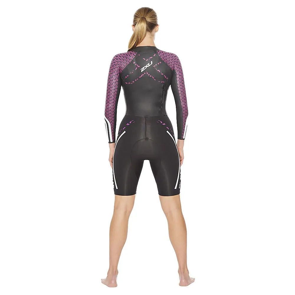 2XU P:1 Propel Trisuit Med Långa ärmar female, Black / very berry print 2XU P:1 Propel Trisuit Med Långa ärmar female, Black / very berry print