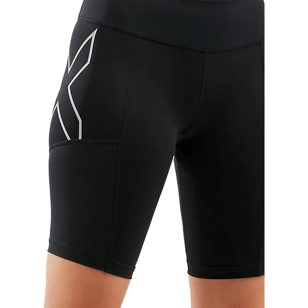 2XU Run Mid Rise Dash Korta Leggings Refurbished female, Black / silver reflective