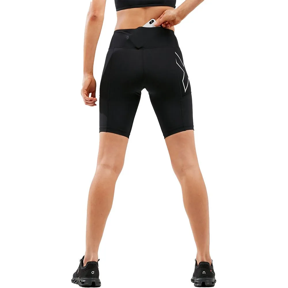 2XU Run Mid Rise Dash Korta Leggings Refurbished female, Black / silver reflective