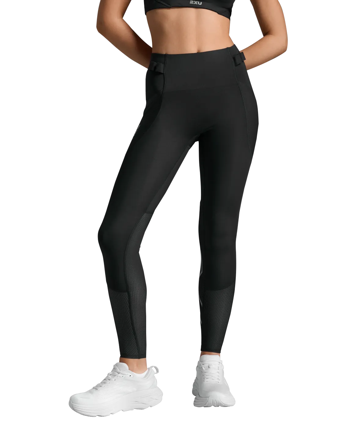 2XU Women's Aero Mesh Hi-Rise Compression Tights, Black/Silver Reflective