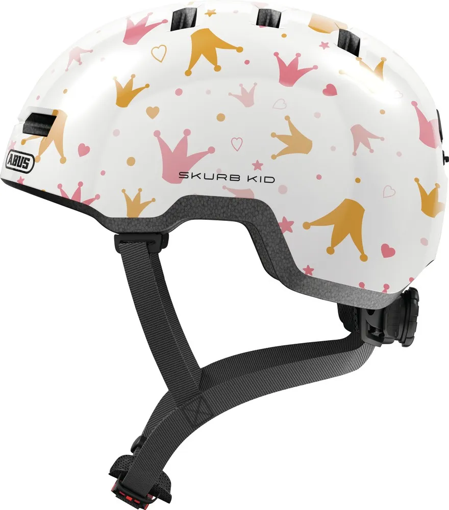 ABUS Skurb Kid cykelhjälm för barn white crowns ABUS Skurb Kid cykelhjälm för barn white crowns