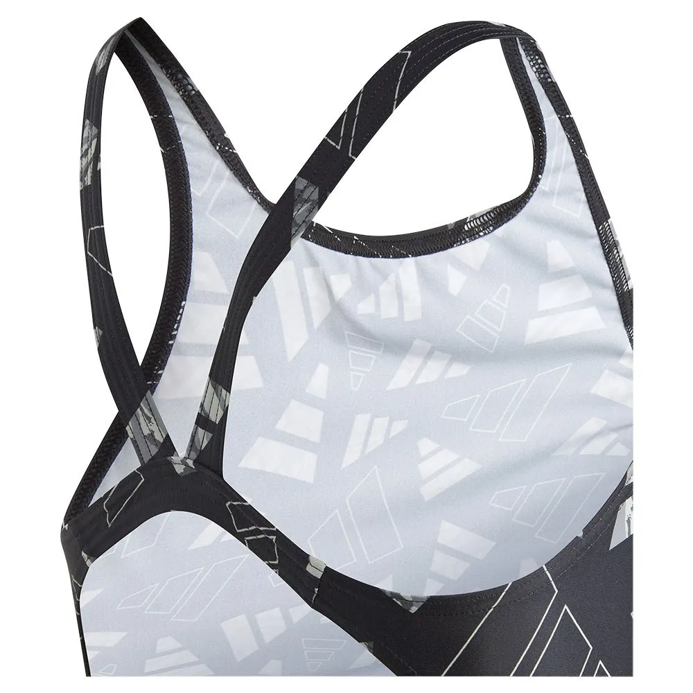 adidas 3 Bar Logo Graphic Baddräkt female, Black / wonsil, 7-8Y
