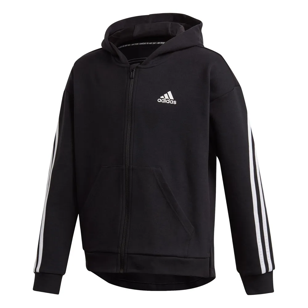 adidas 3 Stripes Sweatshirt Med Dragkedja, Black / white, 5-6Y