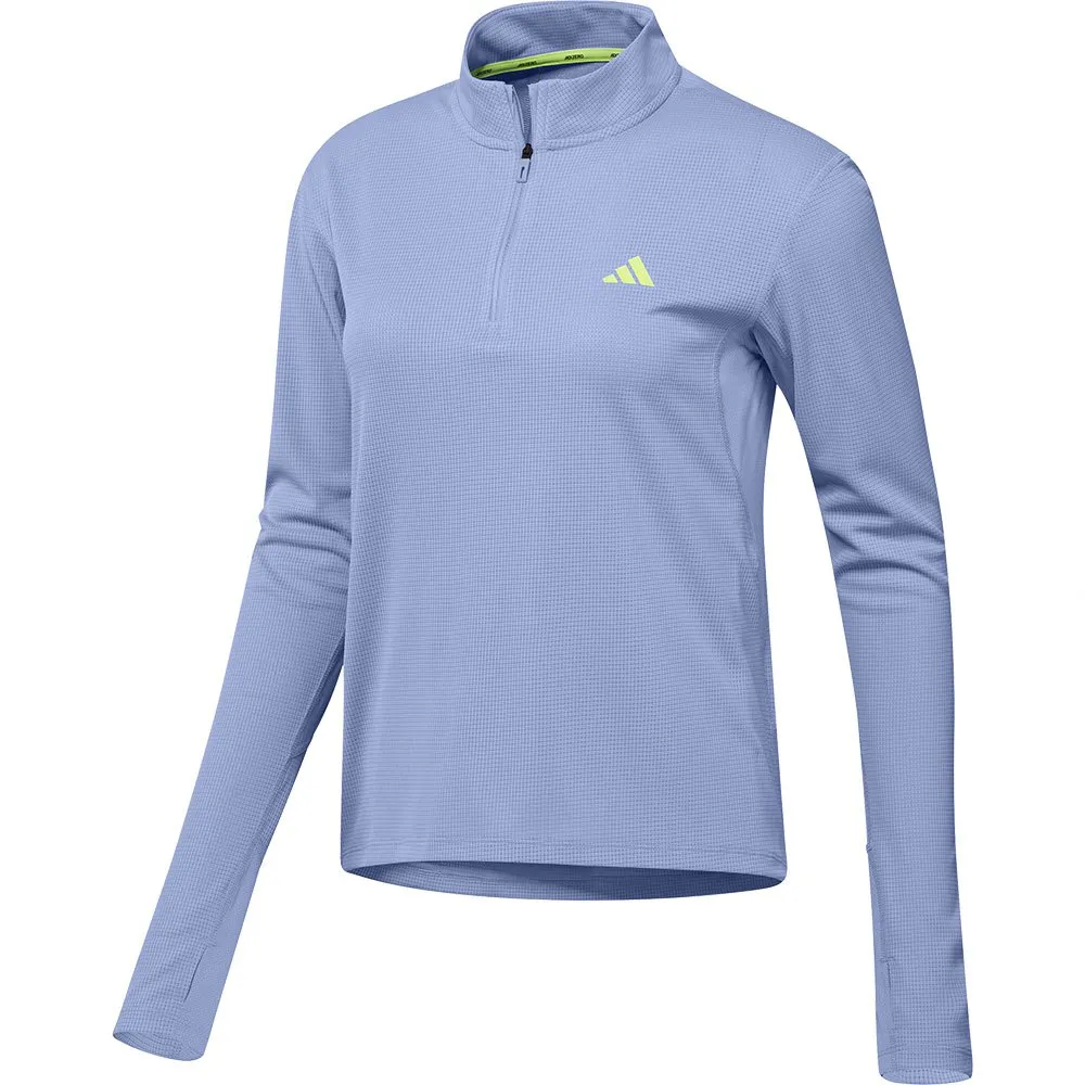 adidas Adizero Halv Dragkedja Långärmad T-shirt female, Blue spark