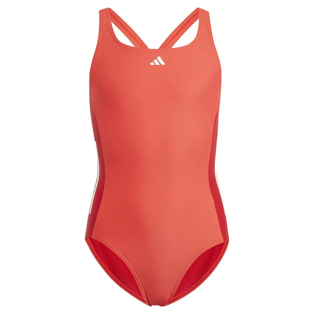 adidas Cut 3 Stripes Baddräkt female, Brired / betsca / white, 11-12Y