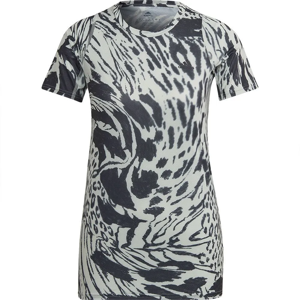 adidas Fast Aop T-shirt Med Korta ärmar female, Green adidas Fast Aop T-shirt Med Korta ärmar female, Green
