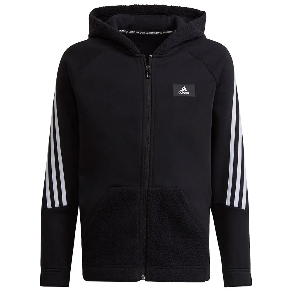 adidas Fi Sweatshirt Med Dragkedja, Black / white, 5-6Y