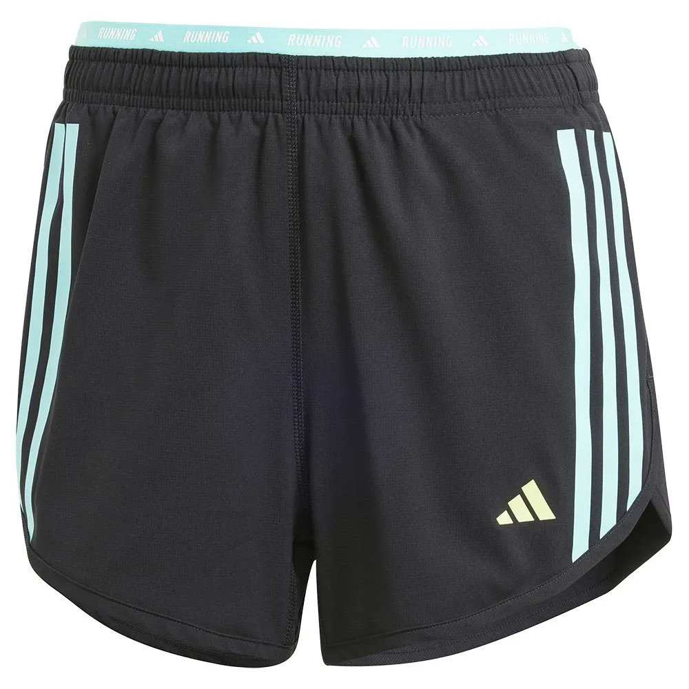 adidas Own The Run 3 Stripes 3´´ Shorts female, Black / flash aqua adidas Own The Run 3 Stripes 3´´ Shorts female, Black / flash aqua