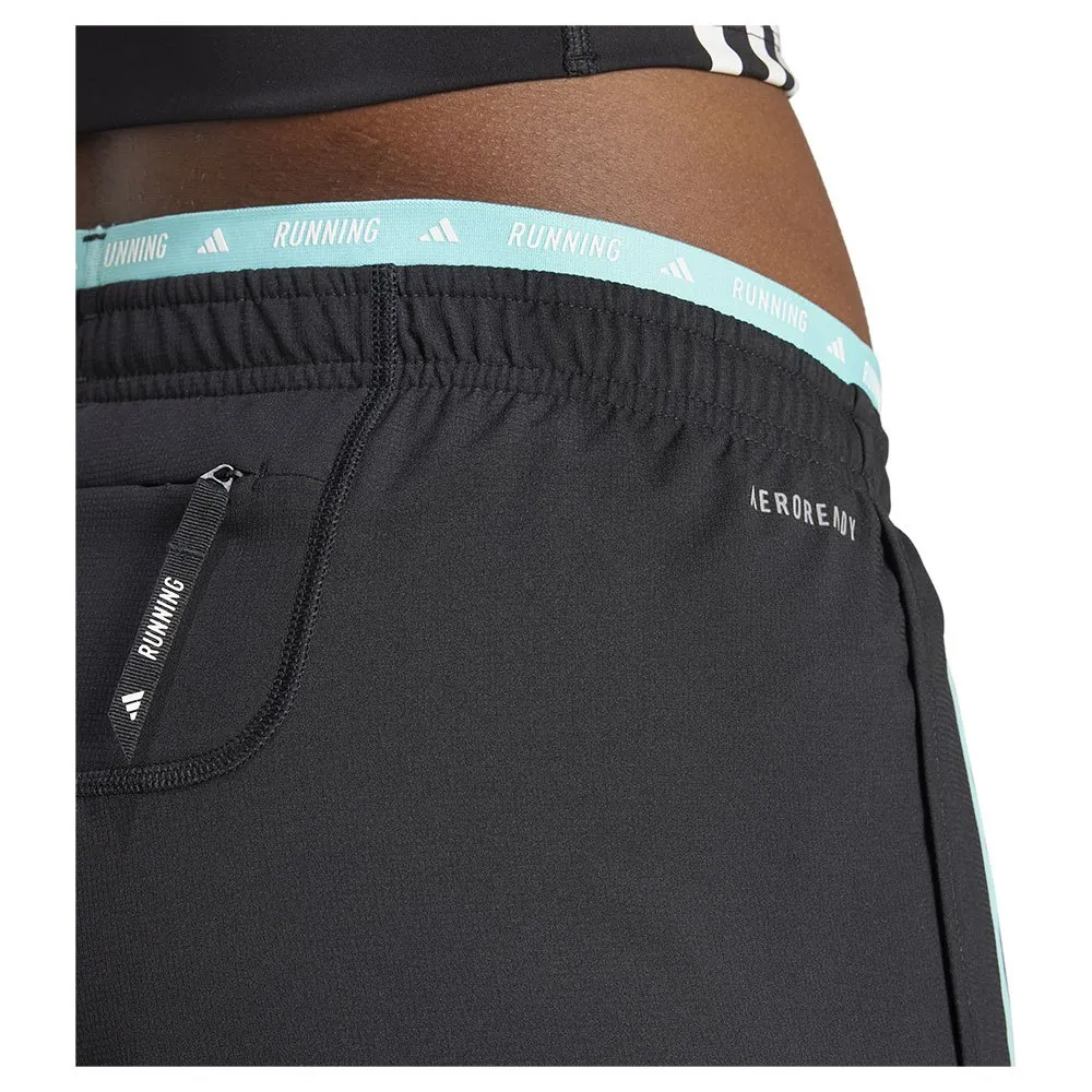 adidas Own The Run 3 Stripes 3´´ Shorts female, Black / flash aqua adidas Own The Run 3 Stripes 3´´ Shorts female, Black / flash aqua