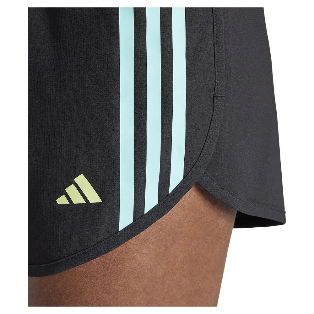 adidas Own The Run 3 Stripes 3´´ Shorts female, Black / flash aqua adidas Own The Run 3 Stripes 3´´ Shorts female, Black / flash aqua