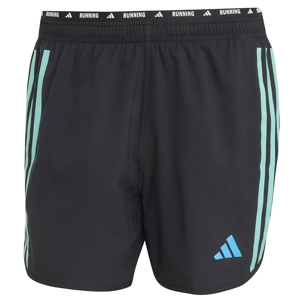 adidas Own The Run Essentials 3 Stripes 7´´ Shorts male, Black / acid mint / bright blue adidas Own The Run Essentials 3 Stripes 7´´ Shorts male, Black / acid mint / bright blue