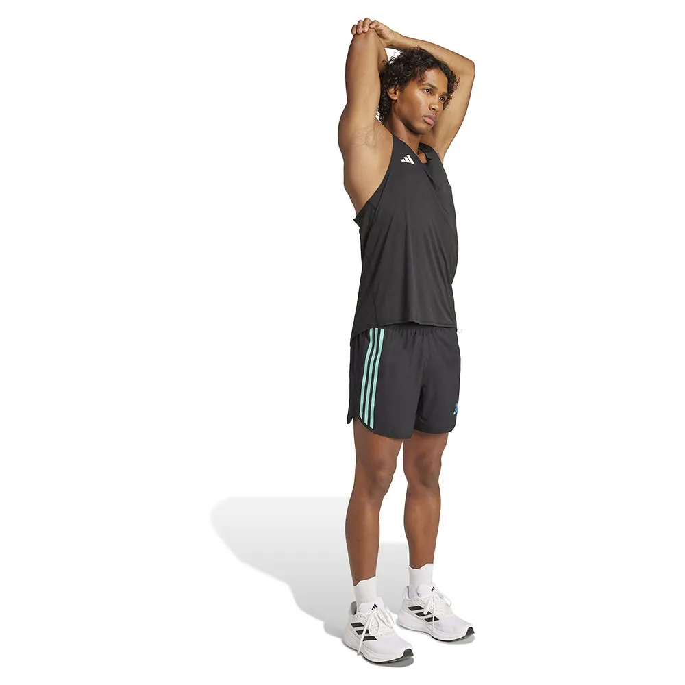 adidas Own The Run Essentials 3 Stripes 7´´ Shorts male, Black / acid mint / bright blue adidas Own The Run Essentials 3 Stripes 7´´ Shorts male, Black / acid mint / bright blue