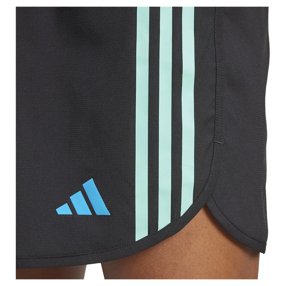 adidas Own The Run Essentials 3 Stripes 7´´ Shorts male, Black / acid mint / bright blue adidas Own The Run Essentials 3 Stripes 7´´ Shorts male, Black / acid mint / bright blue