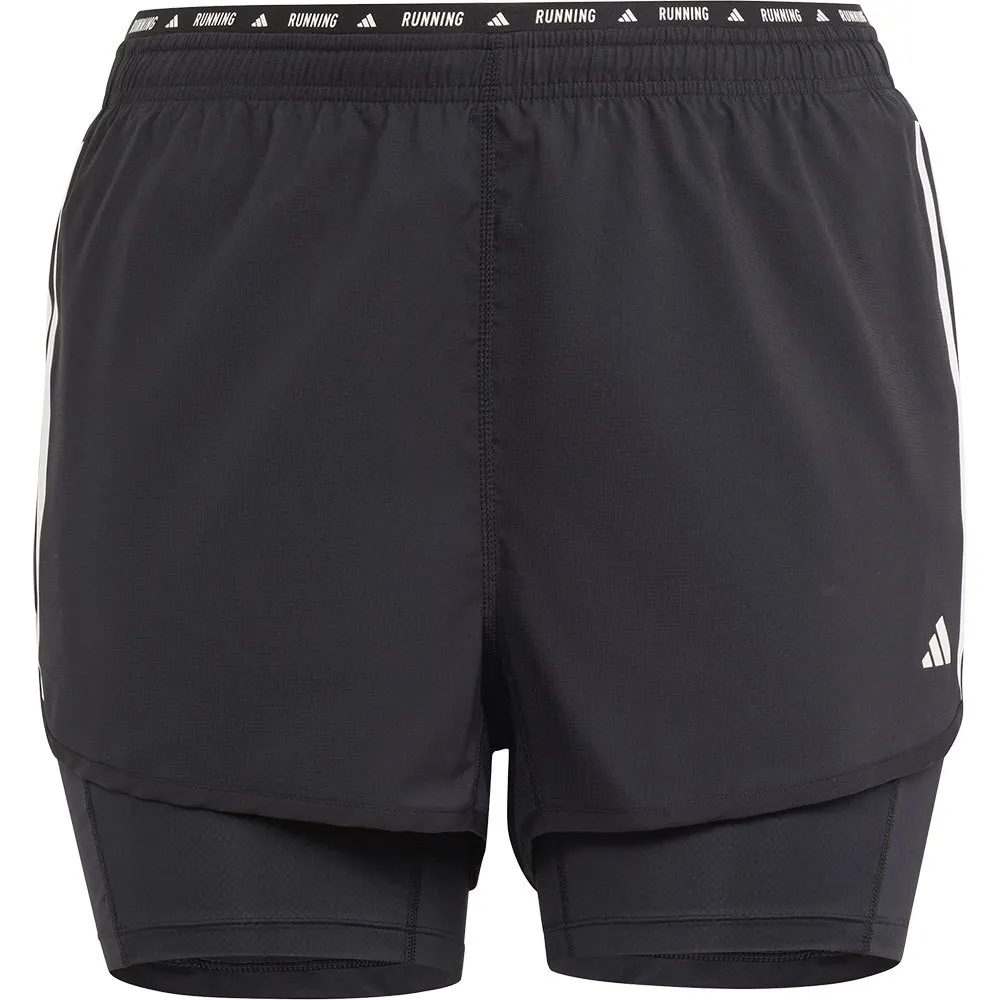 adidas Own The Run Excite 3 Stripes 2-i-1 Shorts female, Black / black