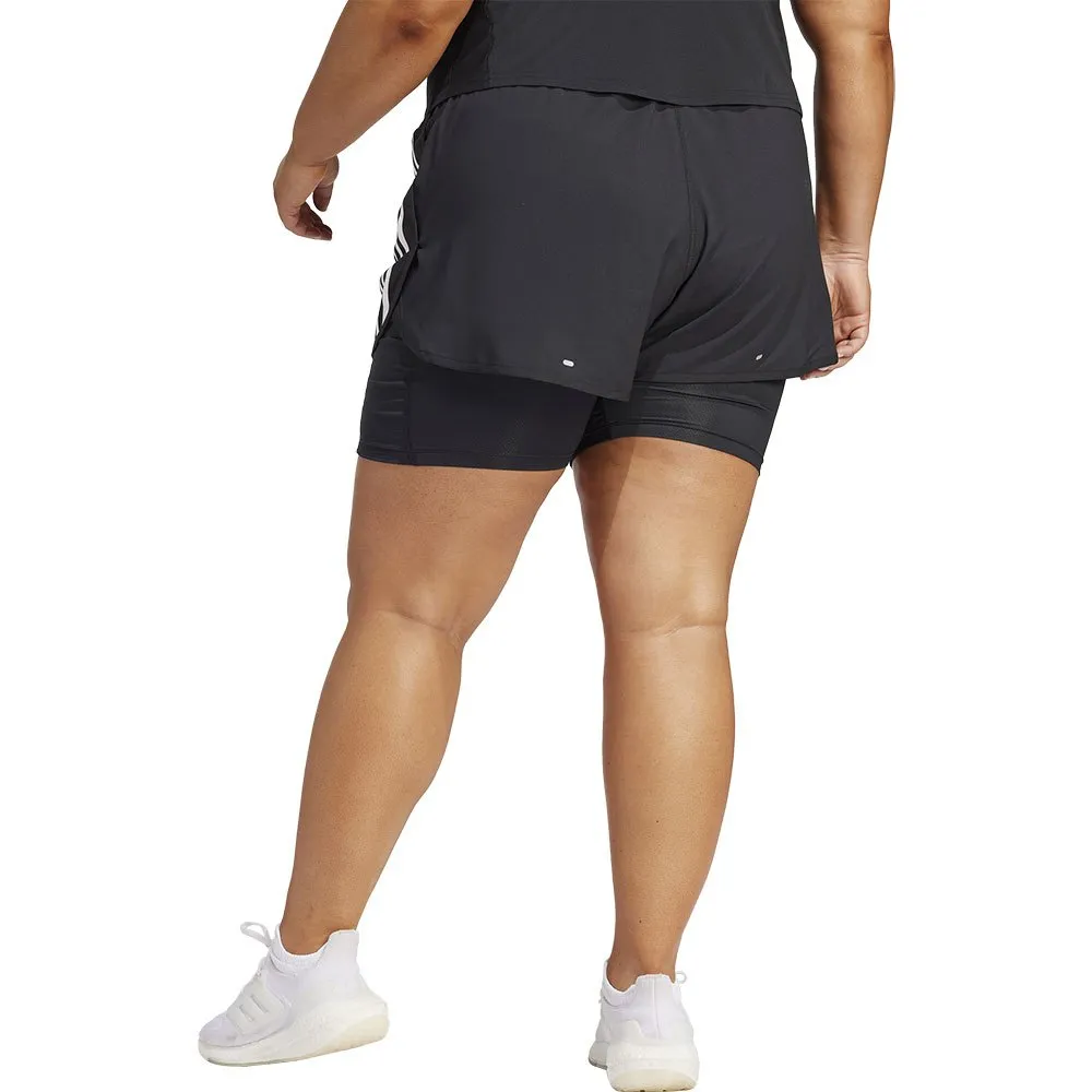 adidas Own The Run Excite 3 Stripes 2-i-1 Shorts female, Black / black