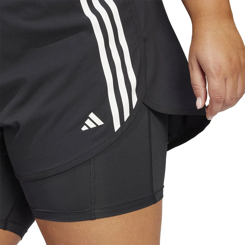 adidas Own The Run Excite 3 Stripes 2-i-1 Shorts female, Black / black