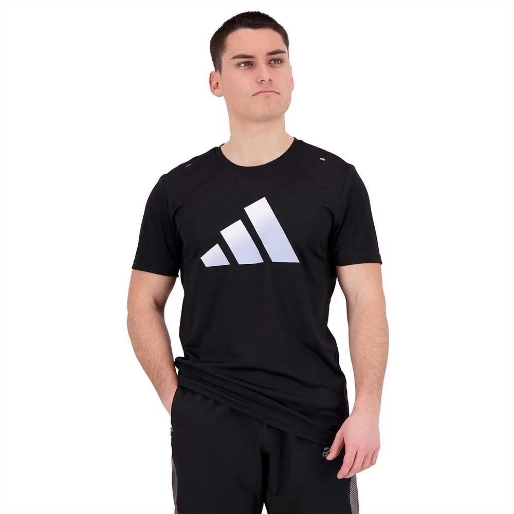 adidas Run Icons 3 Bar T-shirt Med Korta ärmar male, Black adidas Run Icons 3 Bar T-shirt Med Korta ärmar male, Black