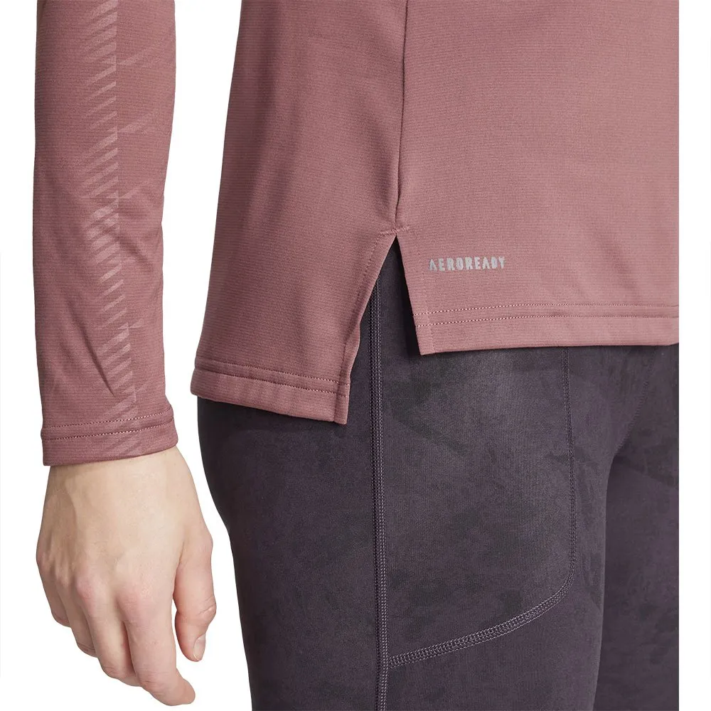 adidas Terrex Multi Halv Dragkedja Långärmad T-shirt, Quiet crimson
