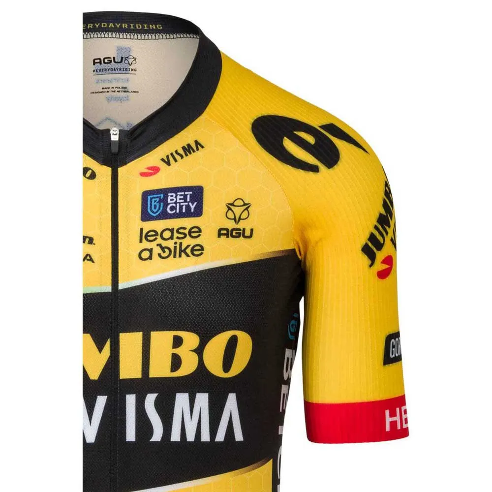 AGU Jumbo-visma Premium Replica 2023 Korta ärmar Cykeltröja, Black / yellow