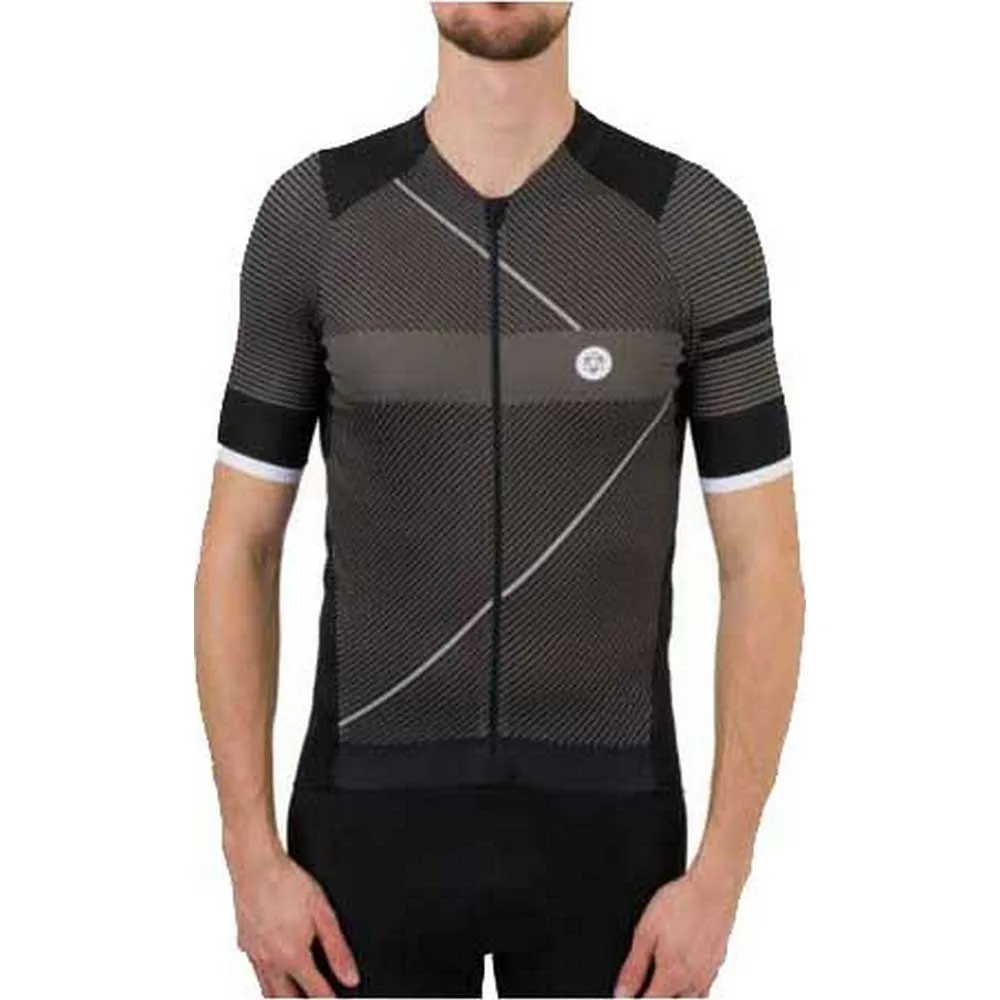 AGU Stripe Korta ärmar Cykeltröja, Black / grey, M