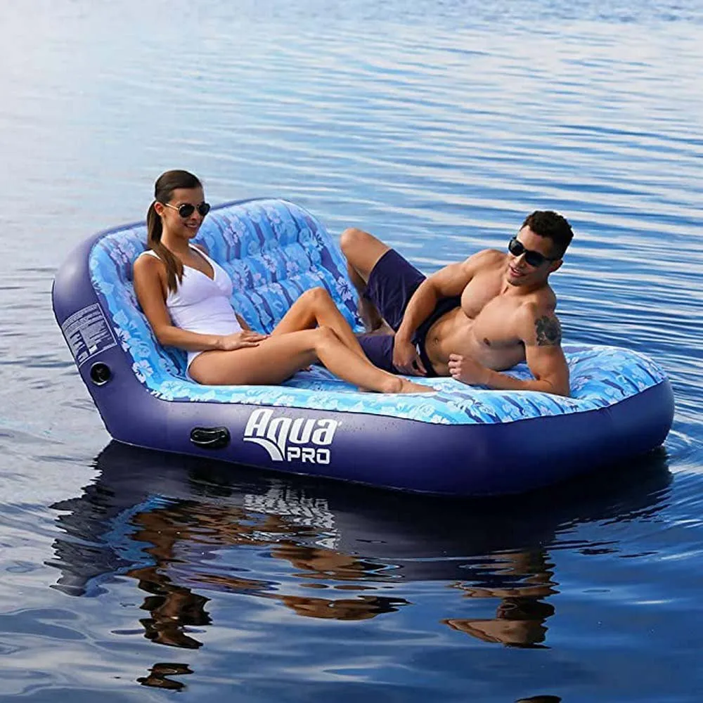 Aguapro Ultra Stoppad 2 Personers Komfortlounge unisex, Blue / white, 127 x 163cm